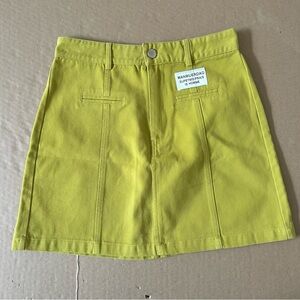 X2 Mini Denim Skirt Juniors Large Yellow Green High Waist